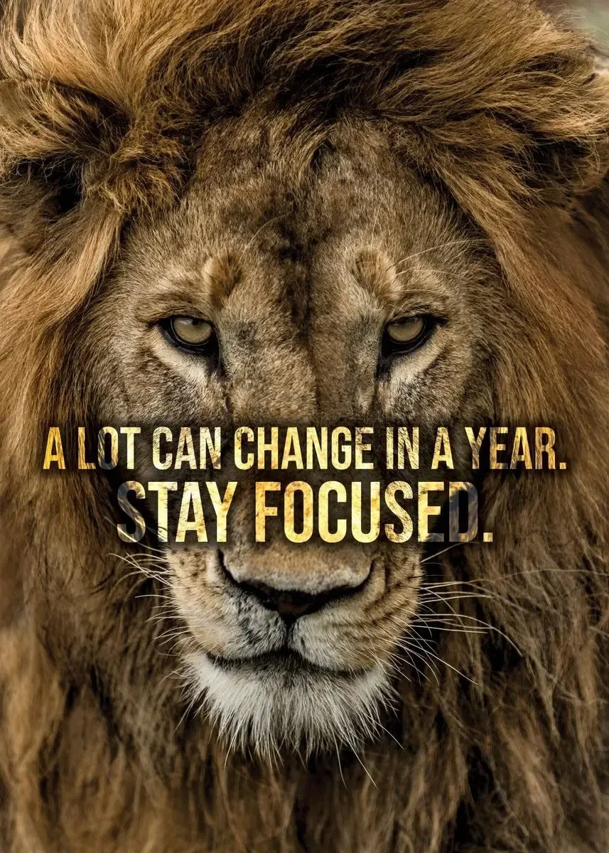 Mindset Is Everything Canvas Wall Art | Lion Wolf Tiger Poster