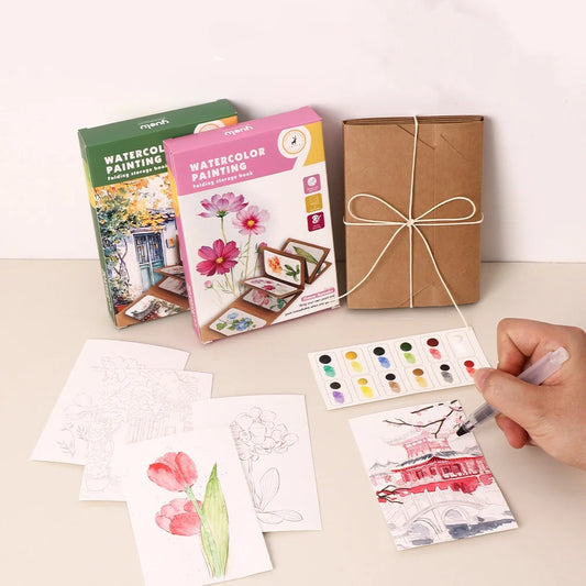 Professional Watercolor Painting 12 Colors Palette Kraft Paper Pad Peaceful Pleasures Health and Wellness