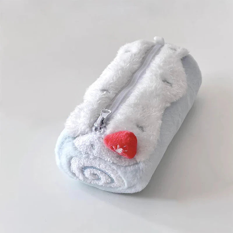 Kawaii Swiss Roll Plush Pencil Case & Cute Cosmetics Bag