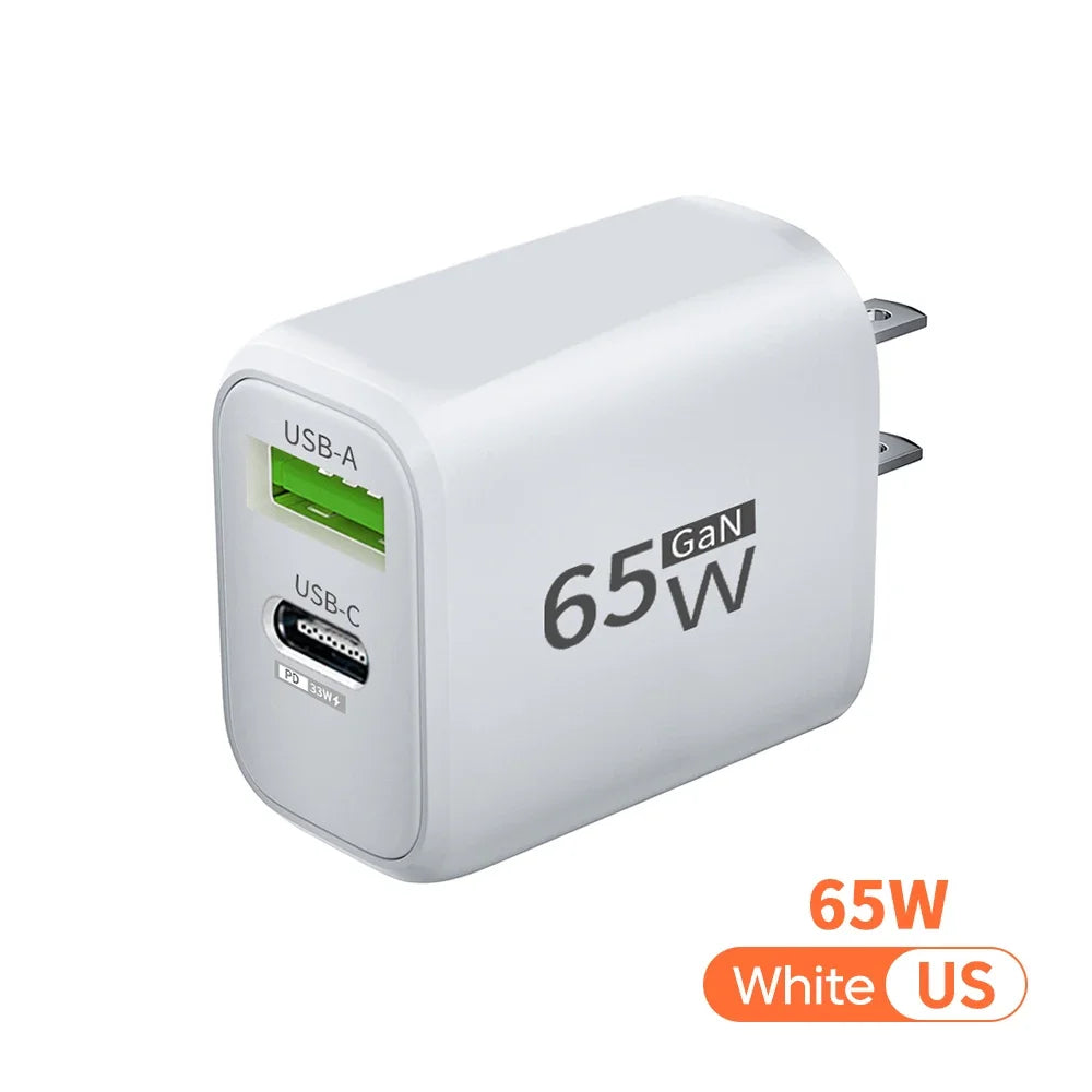 GaN 65W USB-C Fast Charger QC3.0 PD – iPhone, Samsung, Tablet