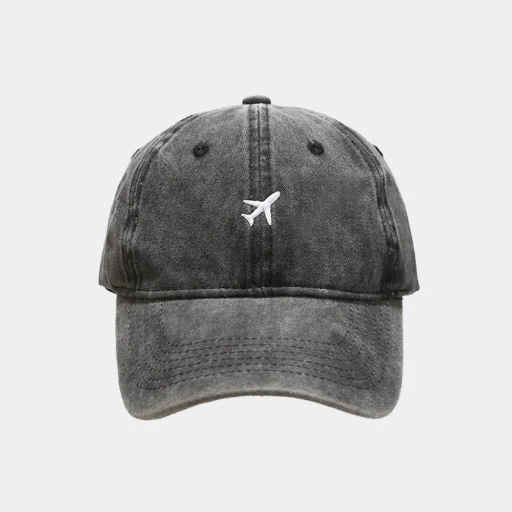 Airplane Embroidered Washed Cotton Baseball Dad Hat | Unisex