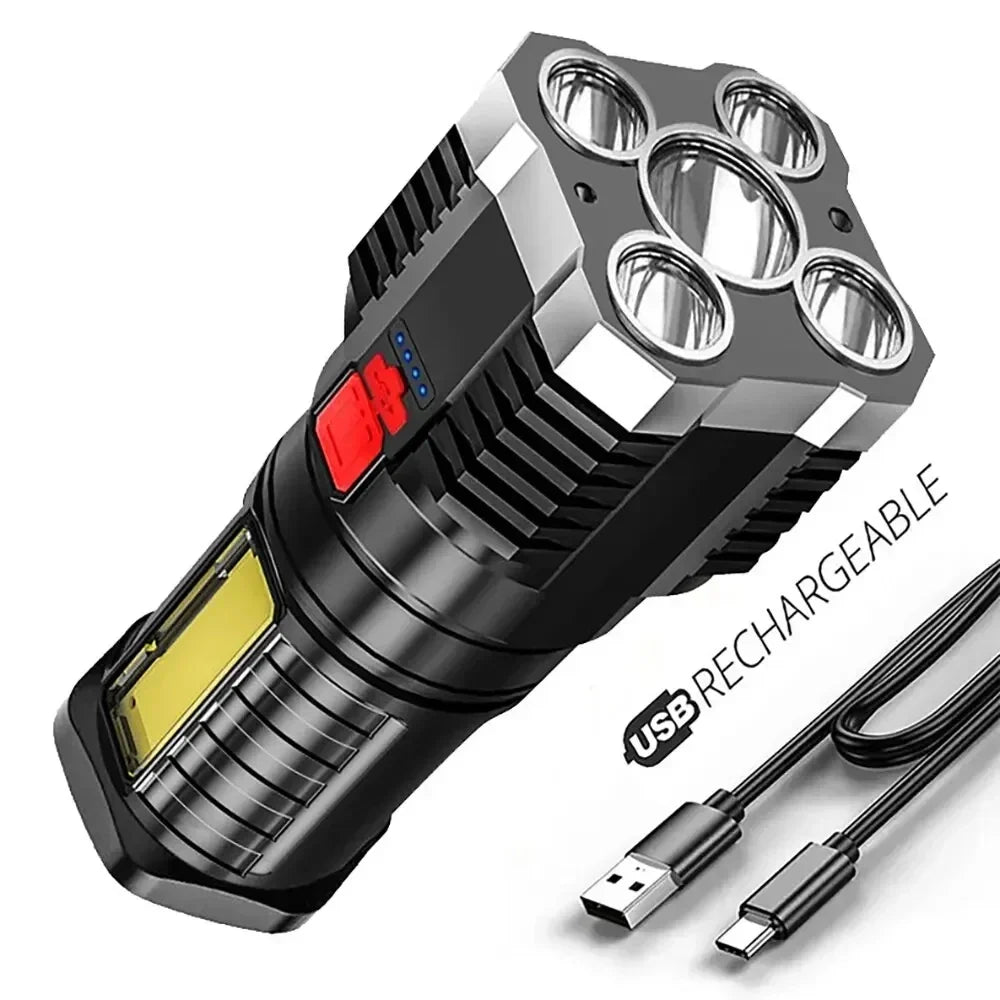 ESMARTER 5-LED Rechargeable Camping Flashlight & COB Side Light