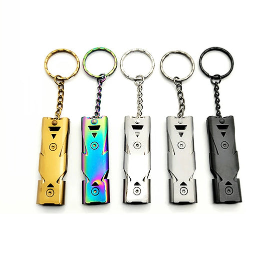 Outdoor Survival Whistle Double-tube Blast Whistle Stainless Steel High-frequency Earthquake Rescue Whistle High-decibel Whistle Peaceful Pleasures Health and Wellness