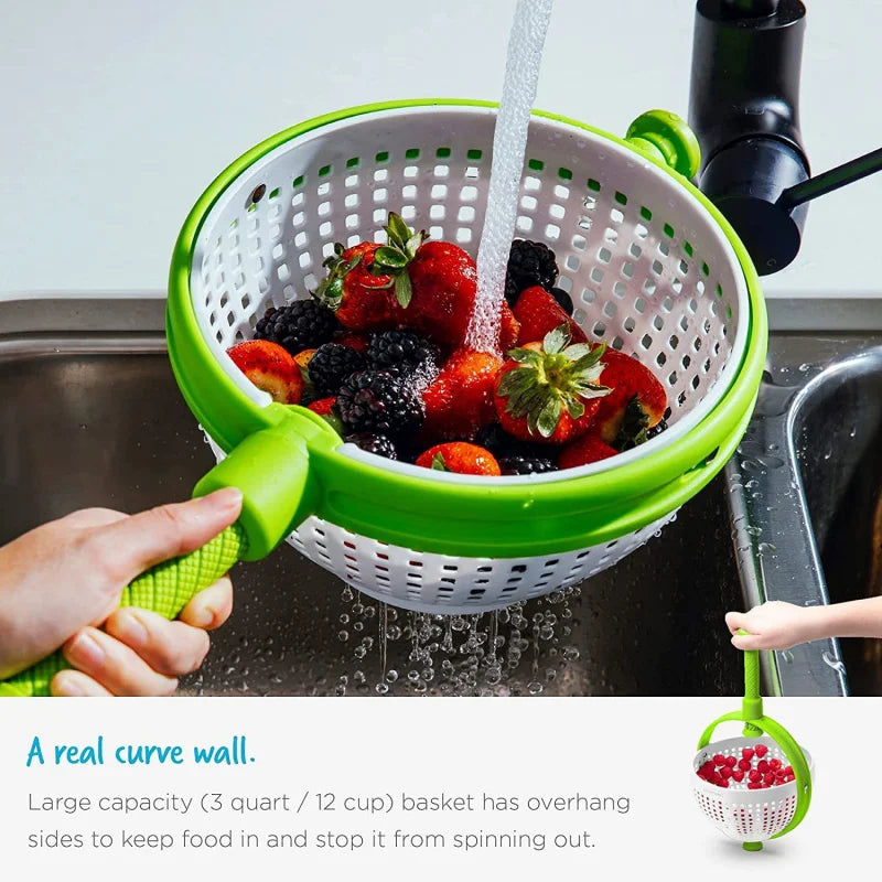 New Salad Spinner Salad Rotary Driller Kitchen Vegetable Cleaner Centrifugal Dripping Basket Peaceful Pleasures Health and Wellness
