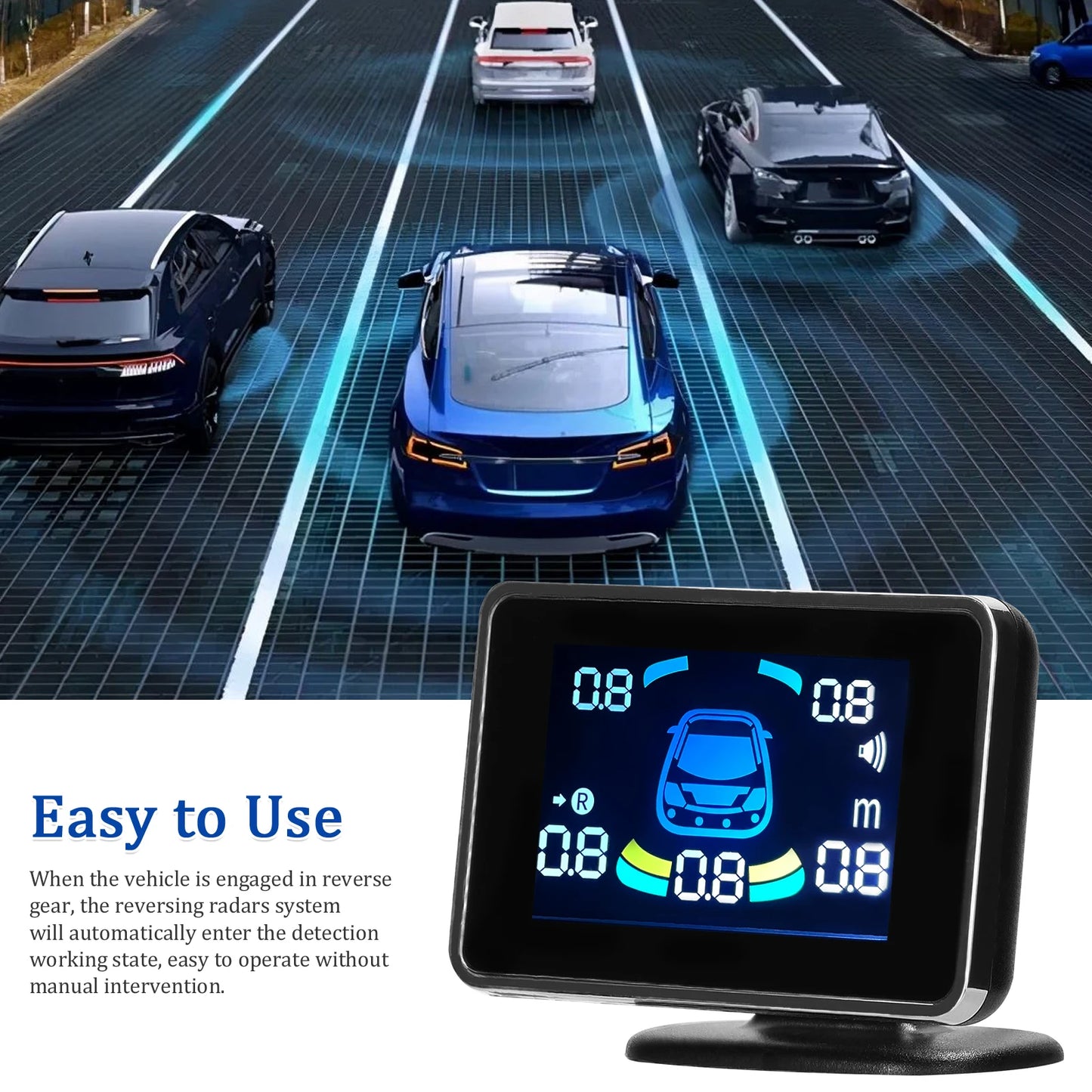 Car Parking Sensor Reversing Radars System Front & Rear Support Sound Warning/Buzzer/Mute with 8 Parking Sensors Peaceful Pleasures Health and Wellness