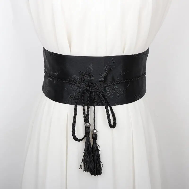 Vintage Floral Embroidered Wrap Belt | Chinese Style Tassel