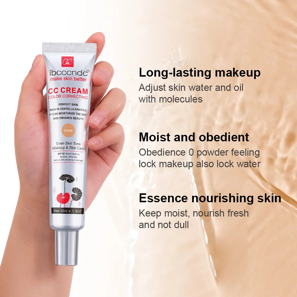 Color Correcting CC Cream Moisturizing Waterproof Anti-sweat Makeup Before Concealer Lasting Women Makeup Change CC Cream Peaceful Pleasures Health and Wellness