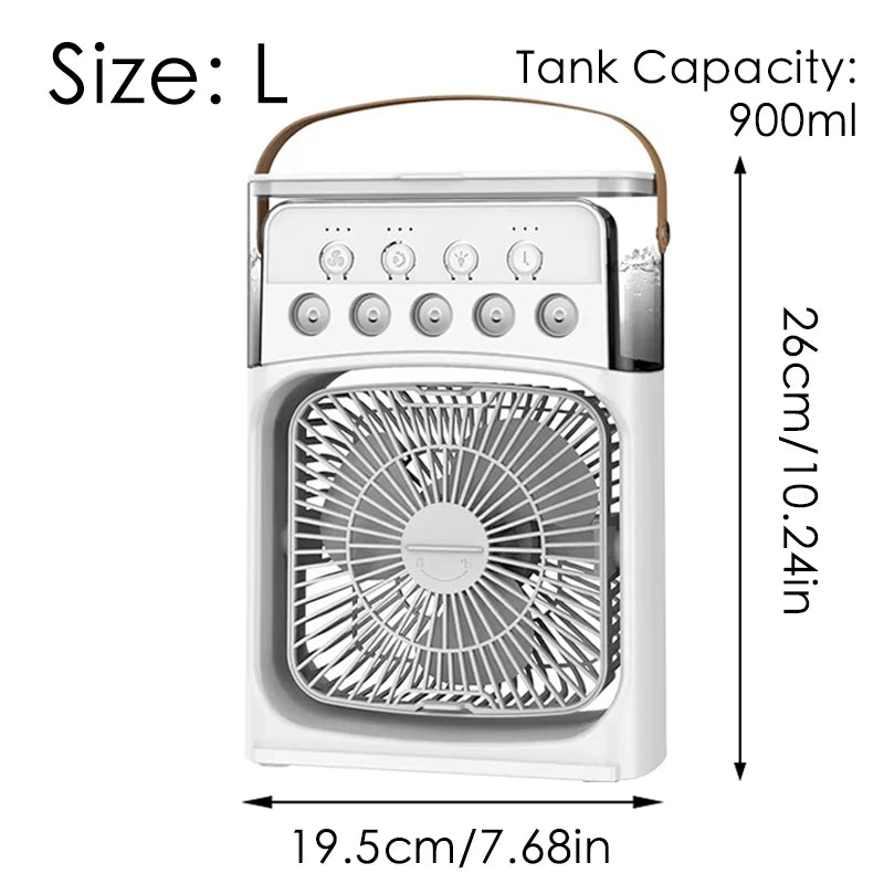 Portable 3-in-1 Mini Fan USB Desk Cooler Humidifier LED Light