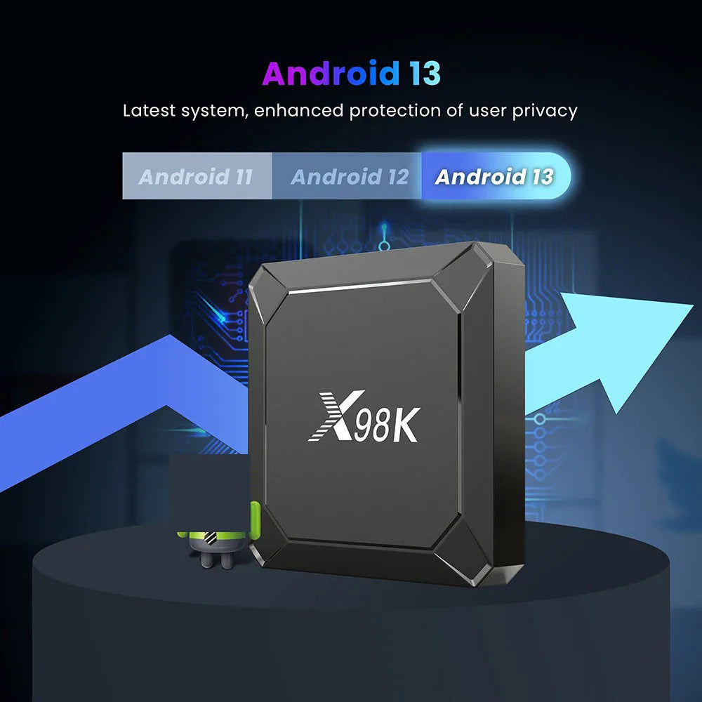 X98K Smart TV Box RK3528 Quad Core Cortex A53 Android 13 2GB RAM 16GB Optional 4GB 32/64/128GB ROM 2.4G 5G Dual WiFi6 BT5.X 100M Peaceful Pleasures Health and Wellness