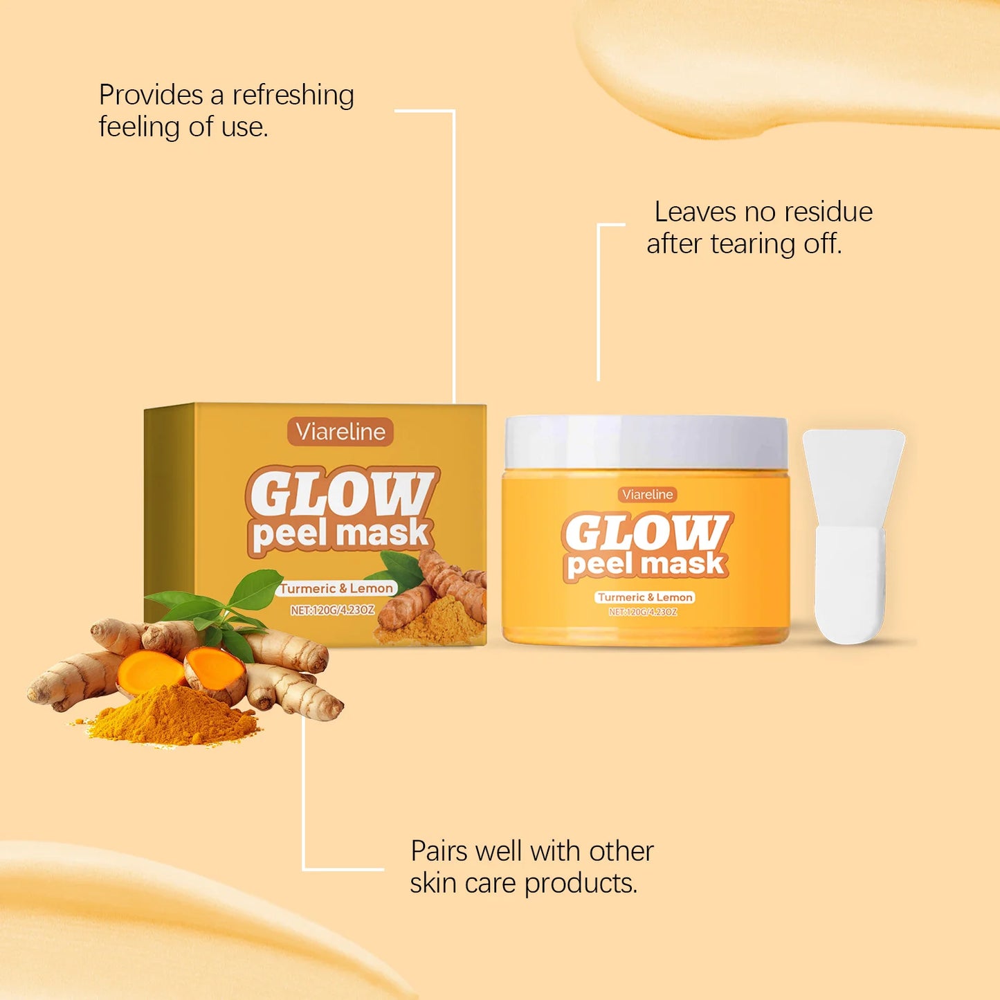 Turmeric Peel off Mask Deep Pore Cleansing Blackhead Removal Brightening Glowing Moisturizing Smoothing Exfoliating Facial Mask Peaceful Pleasures Health and Wellness