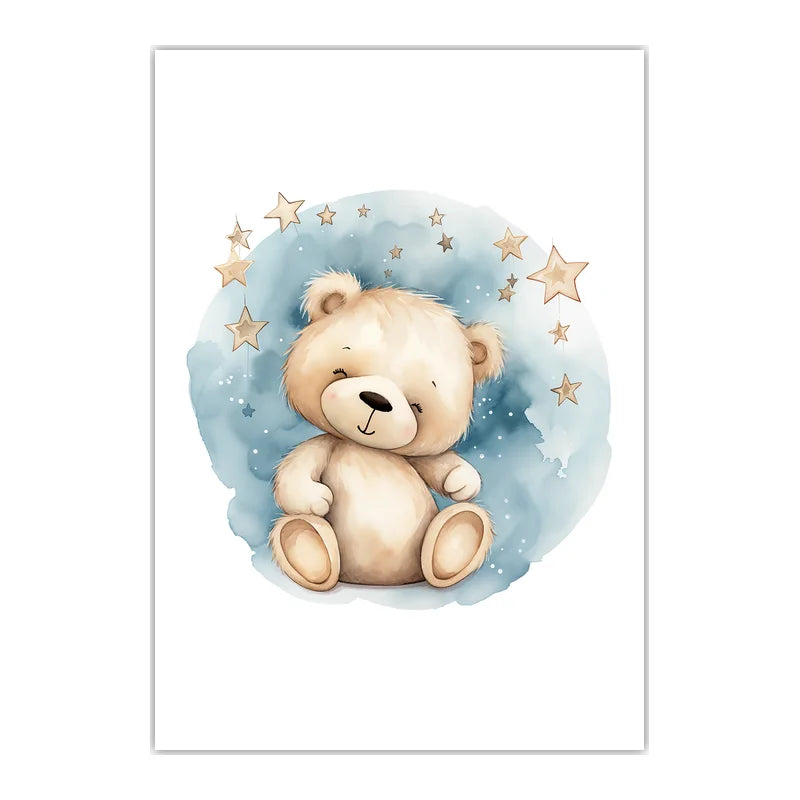 Nursery Wall Art, Nordic Cute Animal Cartoon Canvas Painting | Baby Poster for Toddler Kids Room Decor Peaceful Pleasures Health and Wellness 03 50x70cm NoFrame China Mainland