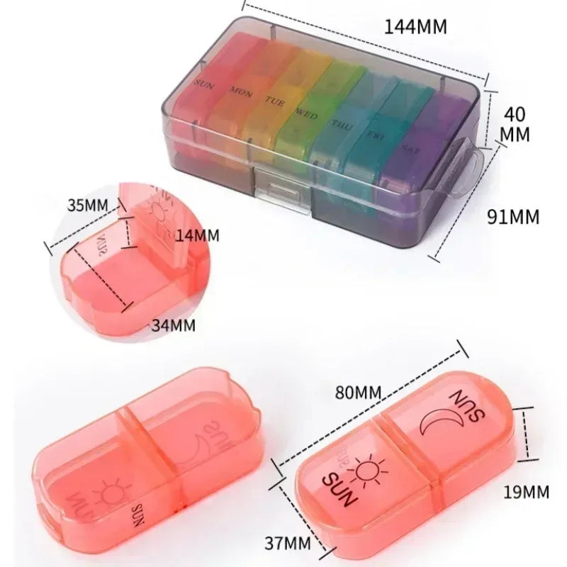 Pill Box 7 days Organizer 21 grids 3 Times One Day Portable Travel with Large Compartments for Vitamins Medicine Fish Oils Peaceful Pleasures Health and Wellness