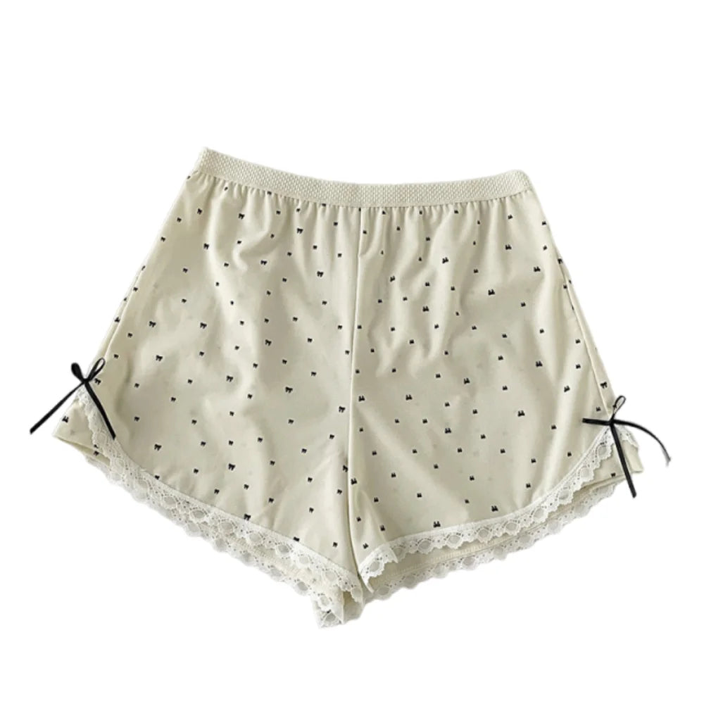Women's Lace Safety Shorts | Soft Mid-Waist Polka Dot Underpants Women's Safety Shorts Peaceful Pleasures Health and Wellness Light Yellow One Size