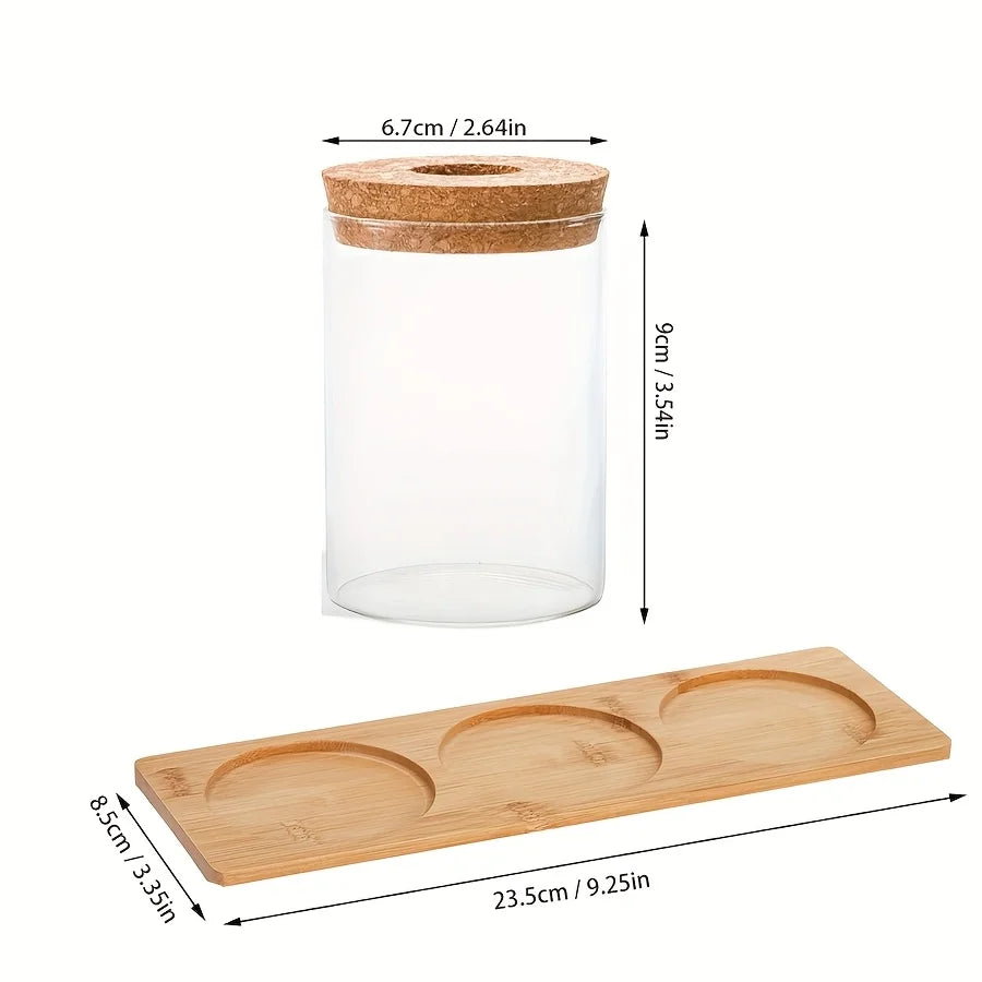 3 Pcs Acrylic Vase with Bamboo Tray – Clear Propagation Station Set for Tabletop Water Planting & Home Decor