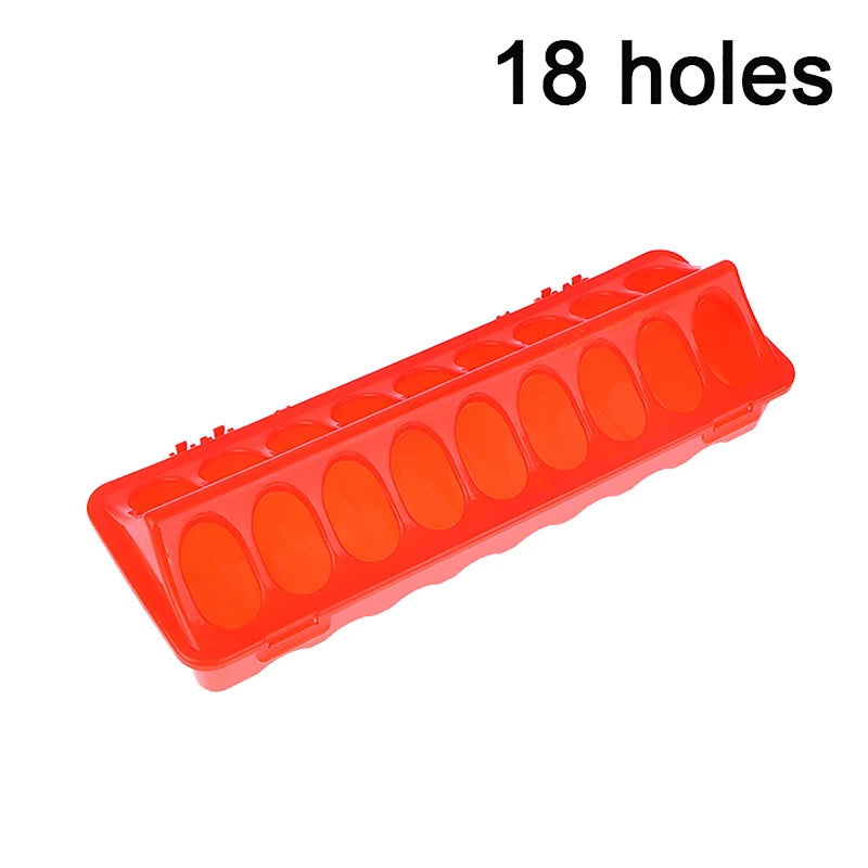 Household Red Double Row 12/18 Holes Poultry Ground Feeder Plastic Clamshell Feeding Chicken Groove Farm Breeding Supplies Peaceful Pleasures Health and Wellness 18 hole