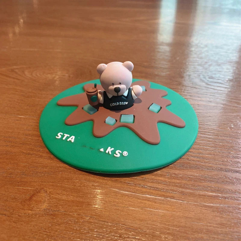 Food-grade Silicone Cup Cover Drinking Cup Cover Cute Cartoon Dustproof Universal Cup Cover Coffee Cup Cover Peaceful Pleasures Health and Wellness 1