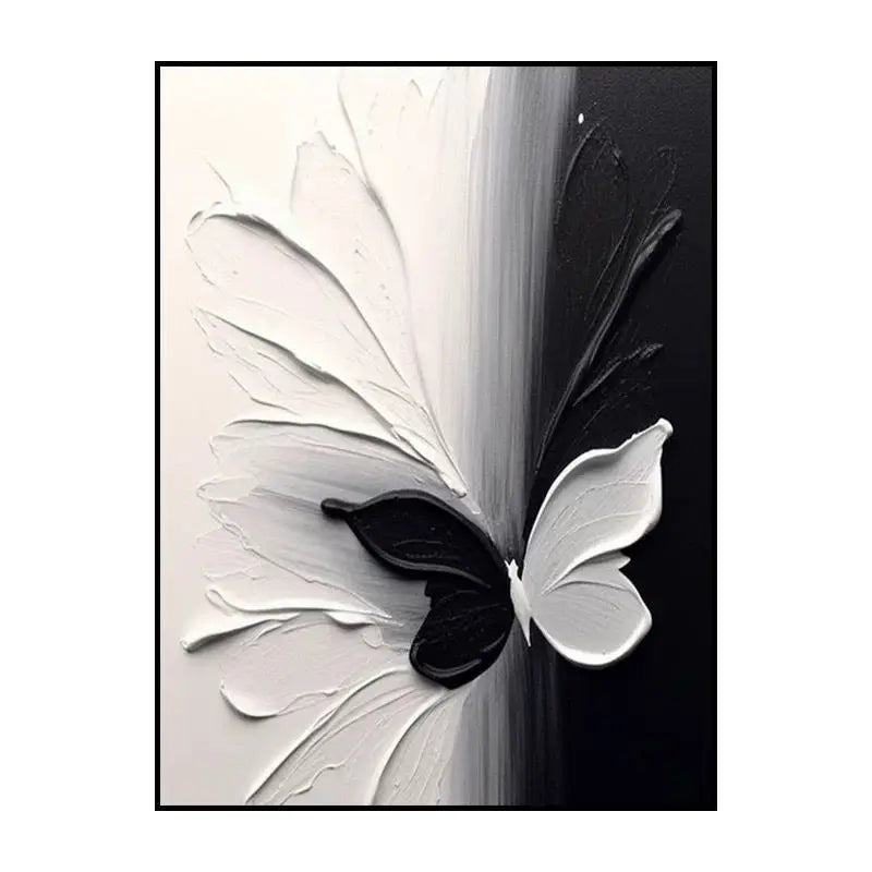 Beautiful Picture For Home Decoration Texture Oil Painting Handmade White And Black Butterfly Wall Art Poster For Living Room Peaceful Pleasures Health and Wellness