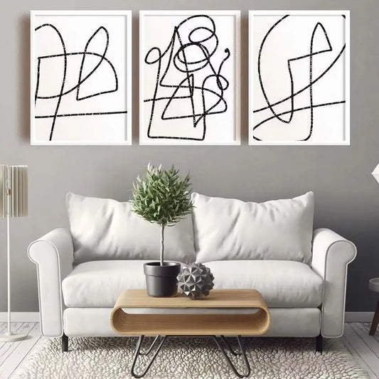 Nordic Abstract Black & White Canvas Wall Art | Minimalist Print Canvas Wall Art Print Peaceful Pleasures Health and Wellness