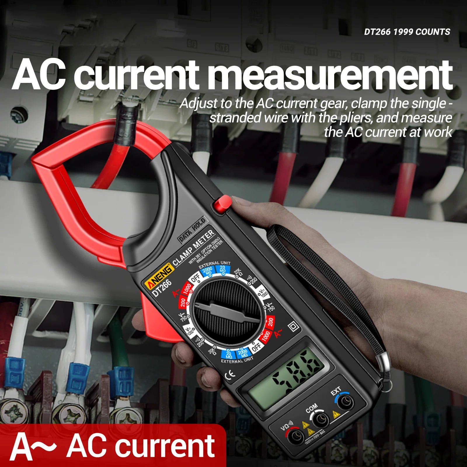 ANENG DT266 LCD 1999 Count Digital True RMS Professional Clamp Meter AC/DC Current Voltage Tester Multimeter Pliers Ammeter Peaceful Pleasures Health and Wellness