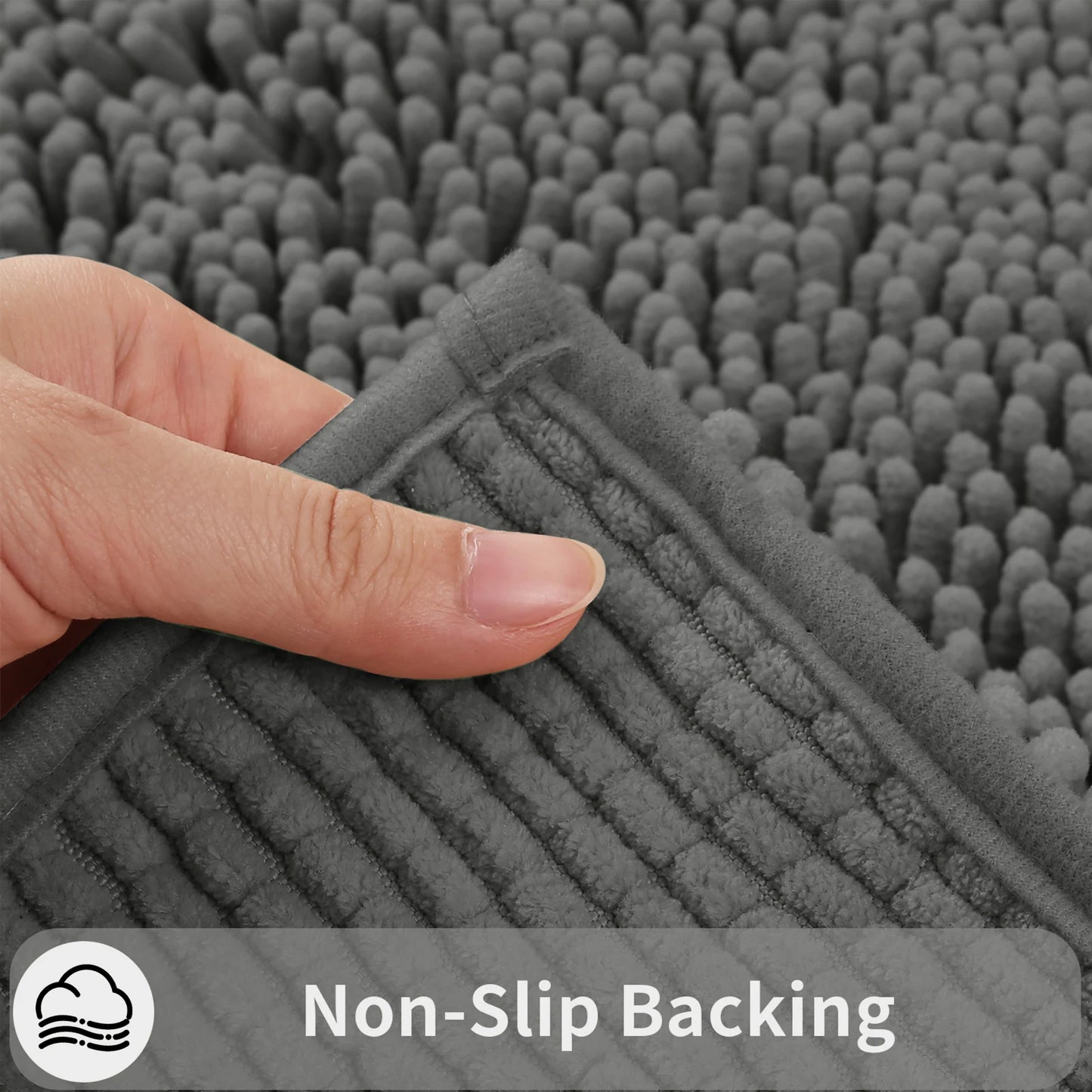 Non Slip Chenille Bath Mat Soft & Anti Mould Bath Mats Water Absorbent Quick Drying Bathroom Carpet U-Shaped Toilet Mat Peaceful Pleasures Health and Wellness