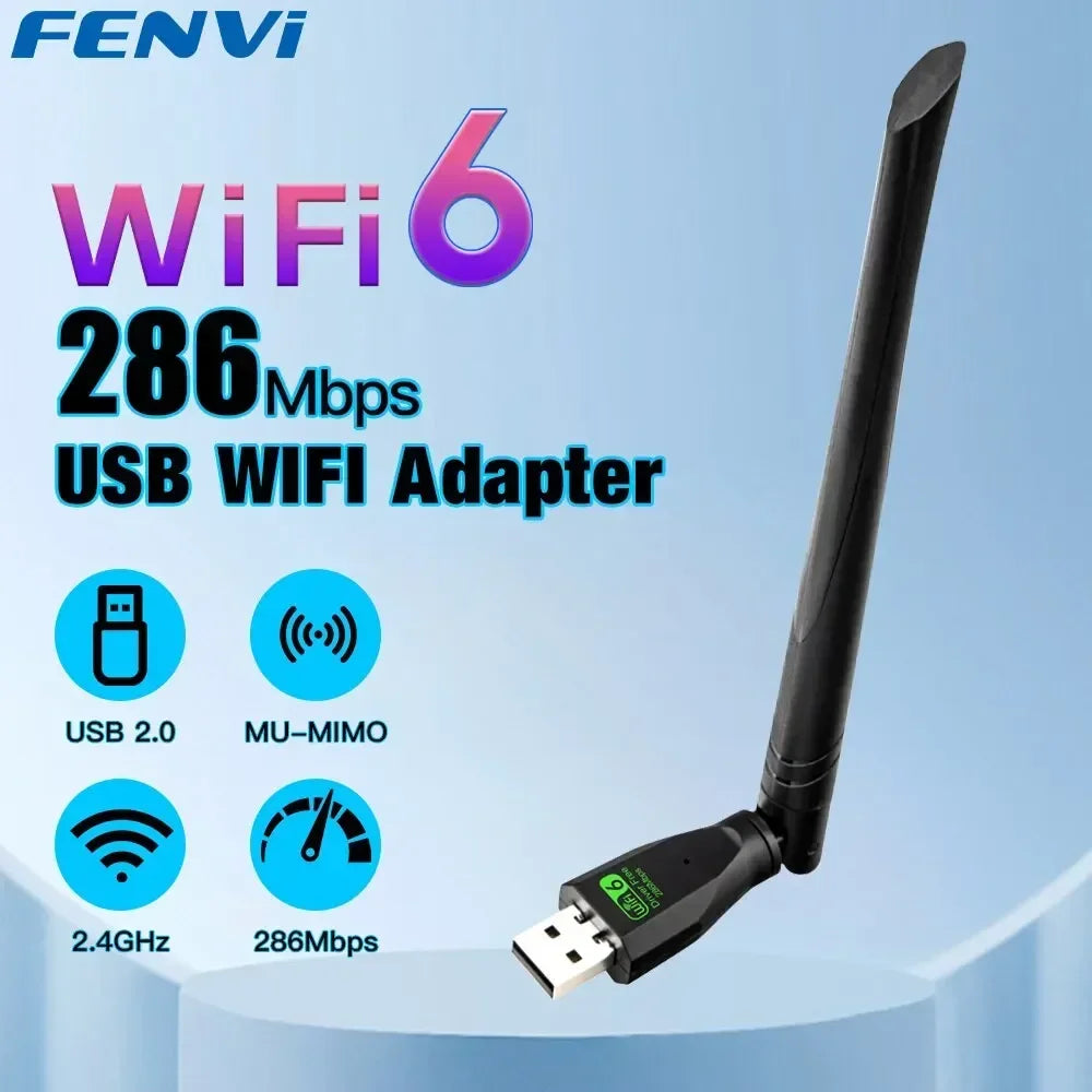 WiFi 6 USB Adapter AX286 2.4GHz 802.11ax Driver-Free Dongle