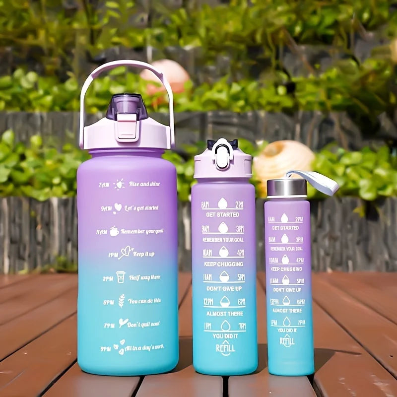 2L Motivational Water Bottle with Straw & Time Scale