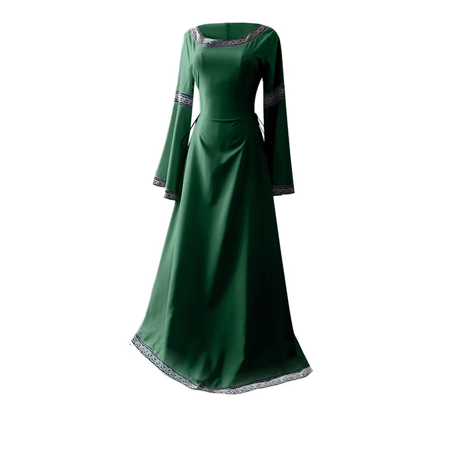 Women's Medieval Renaissance Trumpet Sleeve Lace Maxi Gown