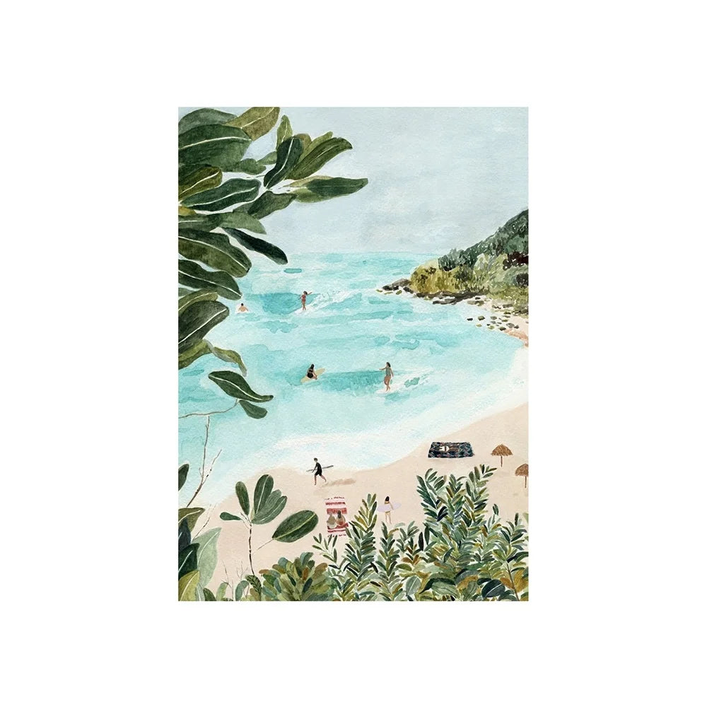 Tropical Beach Pool Canvas Wall Art Print | Unframed Poster