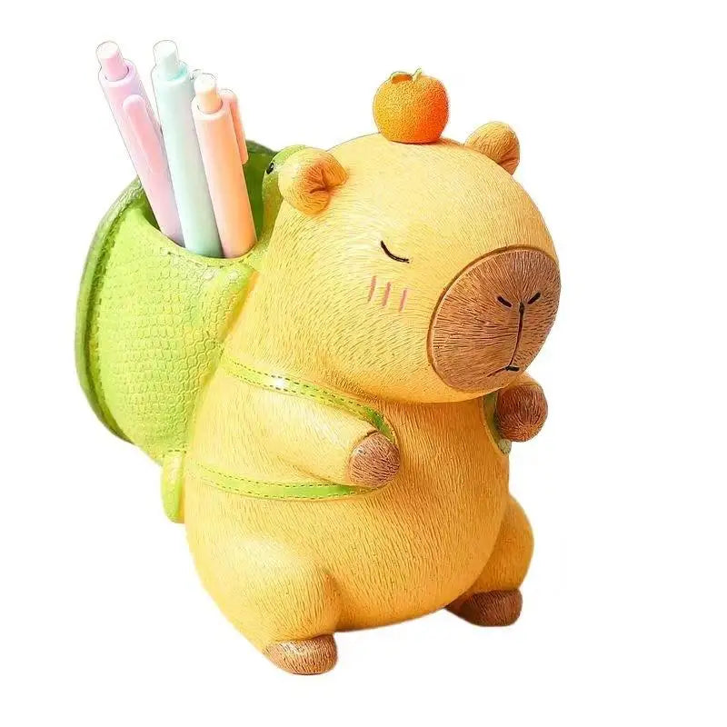 Creative Cute Capybara Pen Holder Large Capacity Portable Makeup Brush Holder Multi Functional Cartoon Stationery Storage Box Peaceful Pleasures Health and Wellness one size