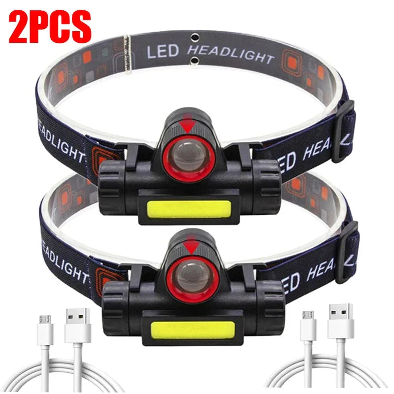 Rechargeable LED Headlamp XPE COB Dual Light Waterproof Magnetic