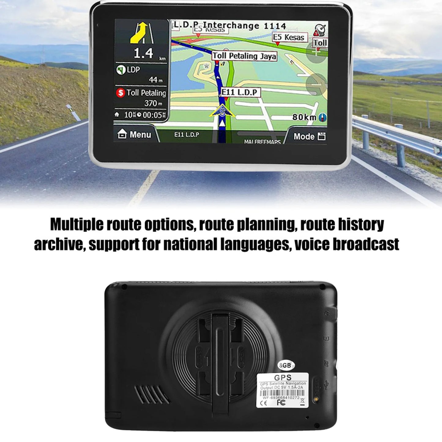 5 Inch Car GPS Navigator | Europe Map, FM, MP3, 8GB