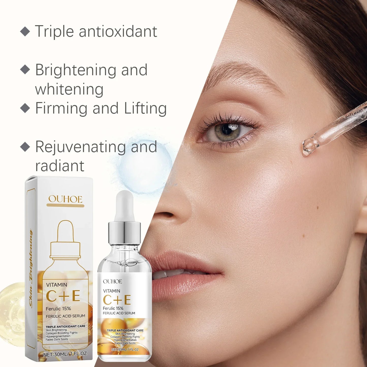 Vitamin C & E Brightening Facial Serum – Firming & Pore Care