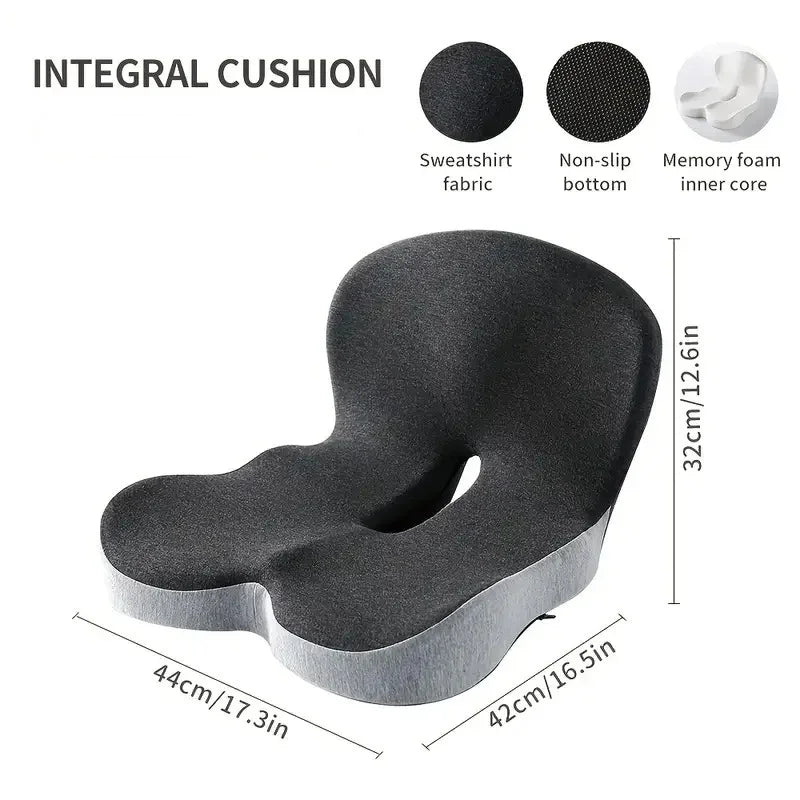 Memory Foam Cushion Waist Pillow Lumbar Support Office Pillow Chair Cushion Interior Accessories Pillow Car Seat Waist Brace Peaceful Pleasures Health and Wellness black grey