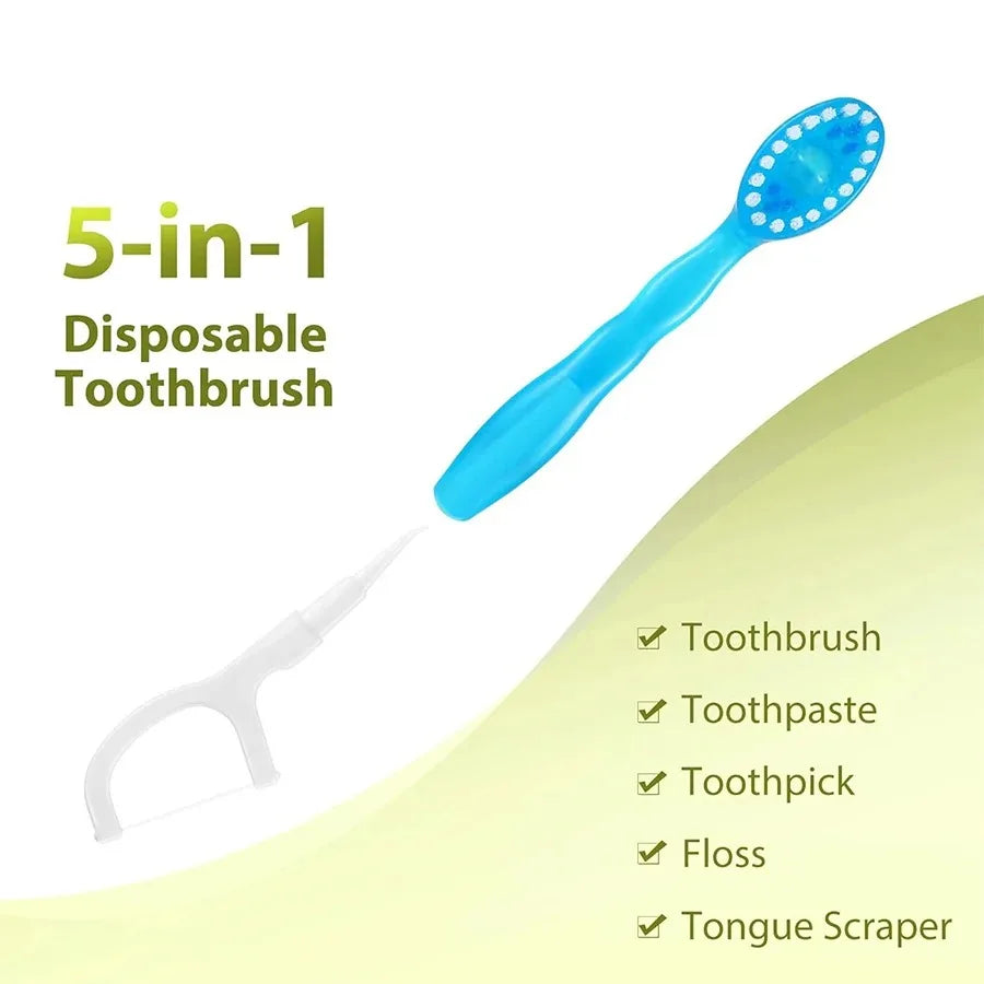 Independently packaged disposable bursting bead toothbrush, dental floss, toothpick, 3-in-1 soft bristled portable travel bag Peaceful Pleasures Health and Wellness