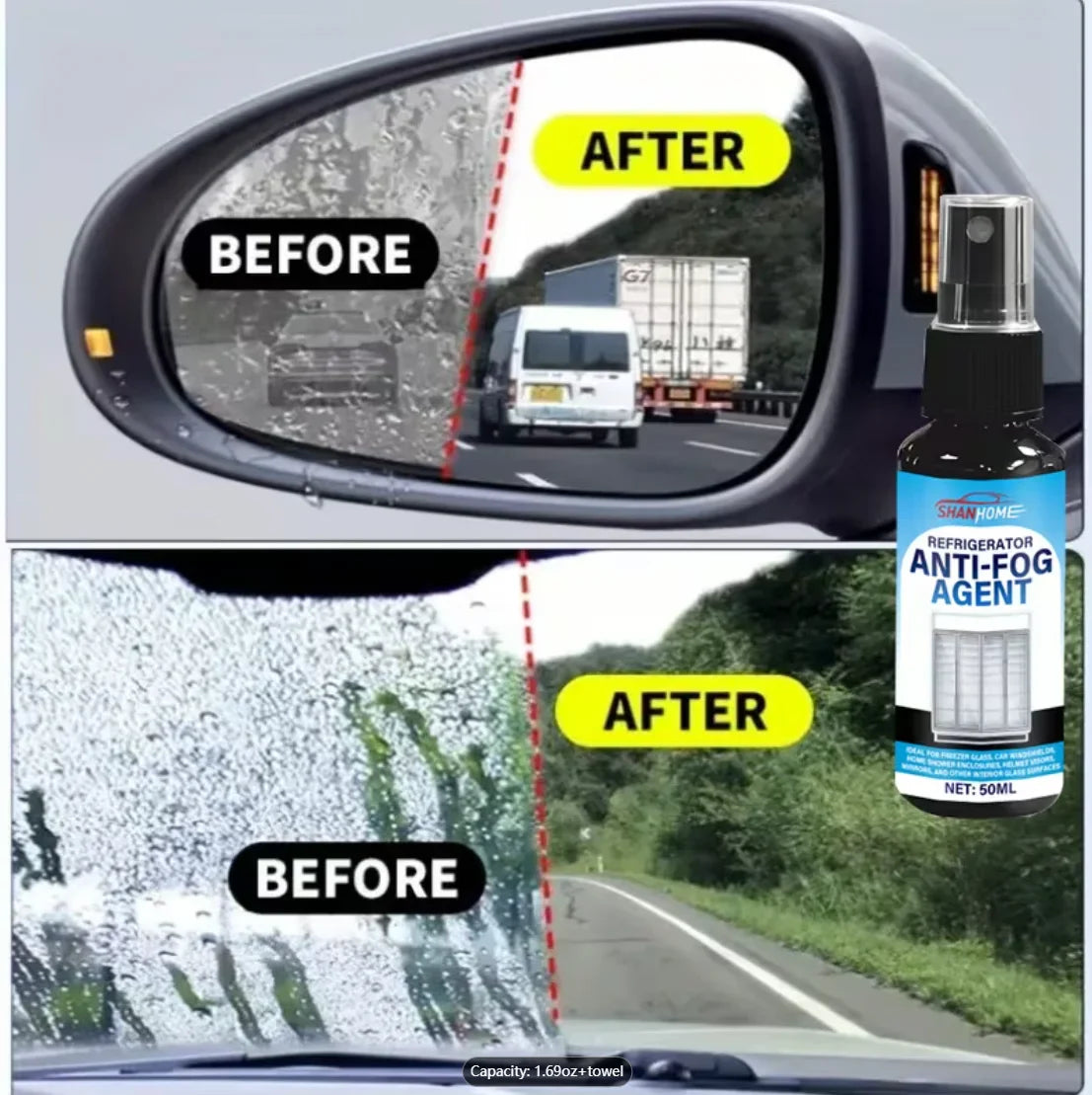 Nano Anti-Fog Spray 50ml – Clear Freezer Glass & Mirror Coat