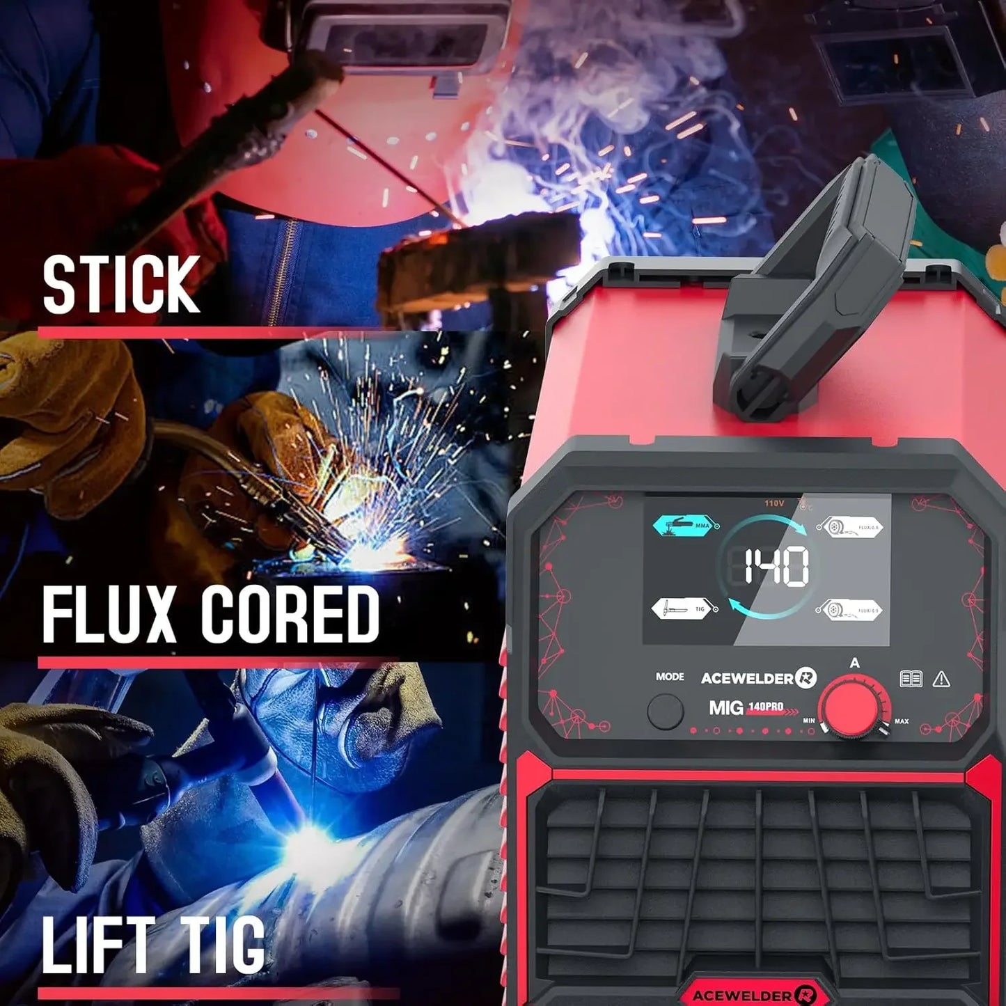 140A Portable Welder – 3-in-1 MIG/TIG/Stick with LED Display Peaceful Pleasures Health and Wellness