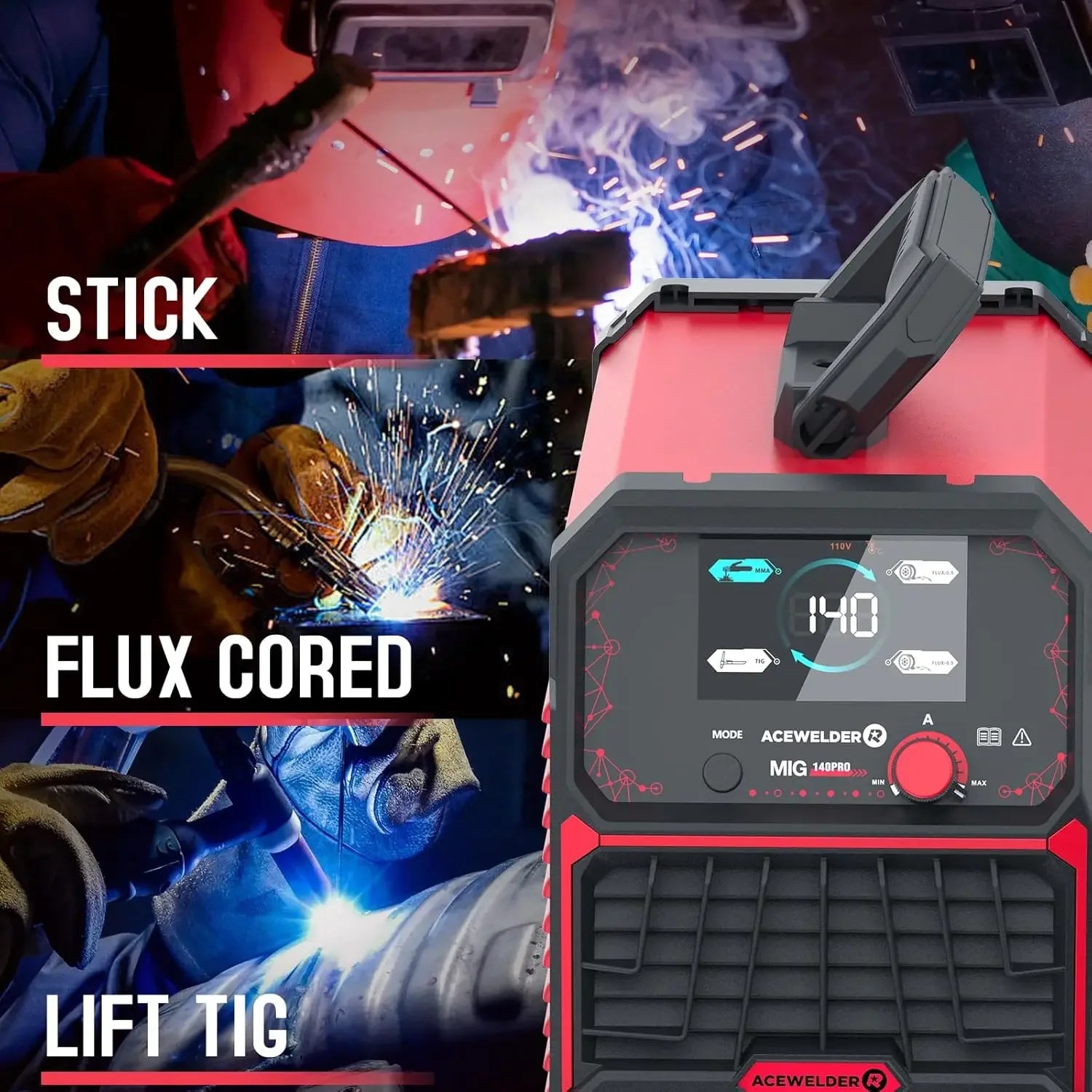 140A Portable Welder – 3-in-1 MIG/TIG/Stick with LED Display Peaceful Pleasures Health and Wellness