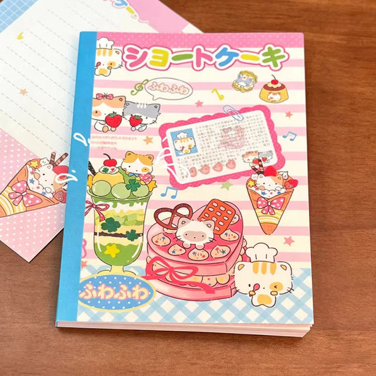 Cute Cat Notebook Thick Cartoon Pages Aesthetics Student Diary Hand Peaceful Pleasures Health and Wellness Pink