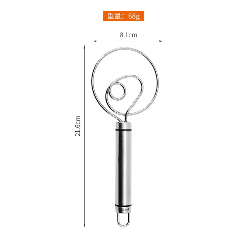 10Inch Danish Dough Whisk,Traditional Wooden Handle Danish Stainless Steel Dough Hook,Bread Whisk for Sourdough, Kitchen Tools Peaceful Pleasures Health and Wellness stainless steel