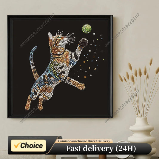Cat Special Shaped DIY Partial Drill Diamond Painting Kits for Adults Beginners Home Decor Diamonds Dots Gem Art Kits 30x30cm Peaceful Pleasures Health and Wellness