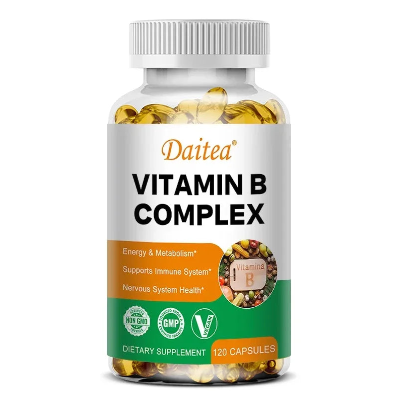 Organic Vitamin B Complex Supports Energy, Immune Health, Antioxidant Supplement - 30/60/120 Vegetarian Capsules Peaceful Pleasures Health and Wellness 120 count-1 bottle