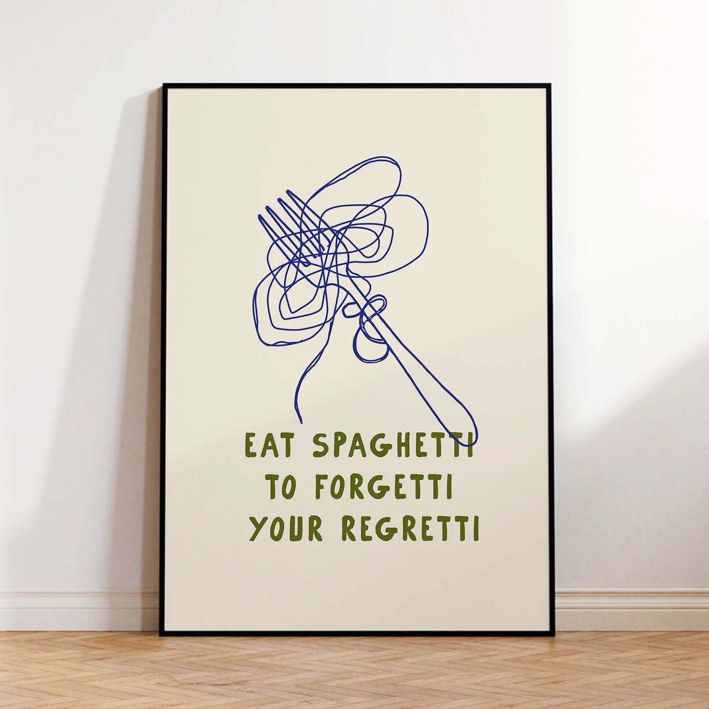 Minimalist "Eat Spaghetti" Canvas Wall Art Print | Kitchen Decor