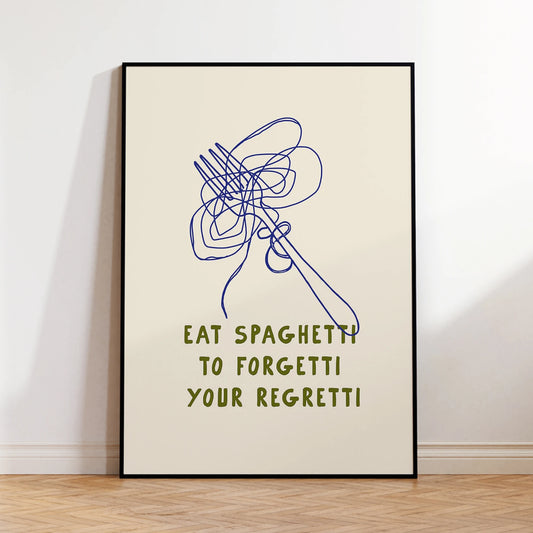 Minimalist "Eat Spaghetti" Canvas Wall Art Print | Kitchen Decor Canvas Wall Art Print Peaceful Pleasures Health and Wellness G4402 30x40cm Wood Framed