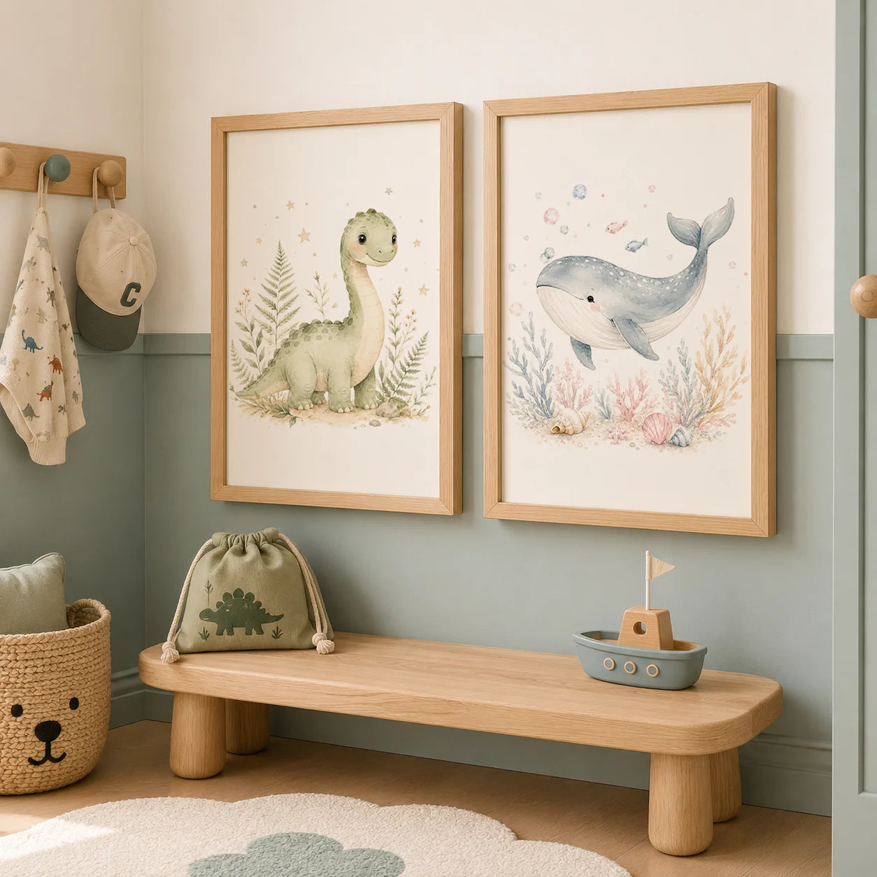 Nursery Animal Wall Art Cute Safari Canvas Painting Floral Poster Print Kids Bedroom Wall Decor Peaceful Pleasures Health and Wellness