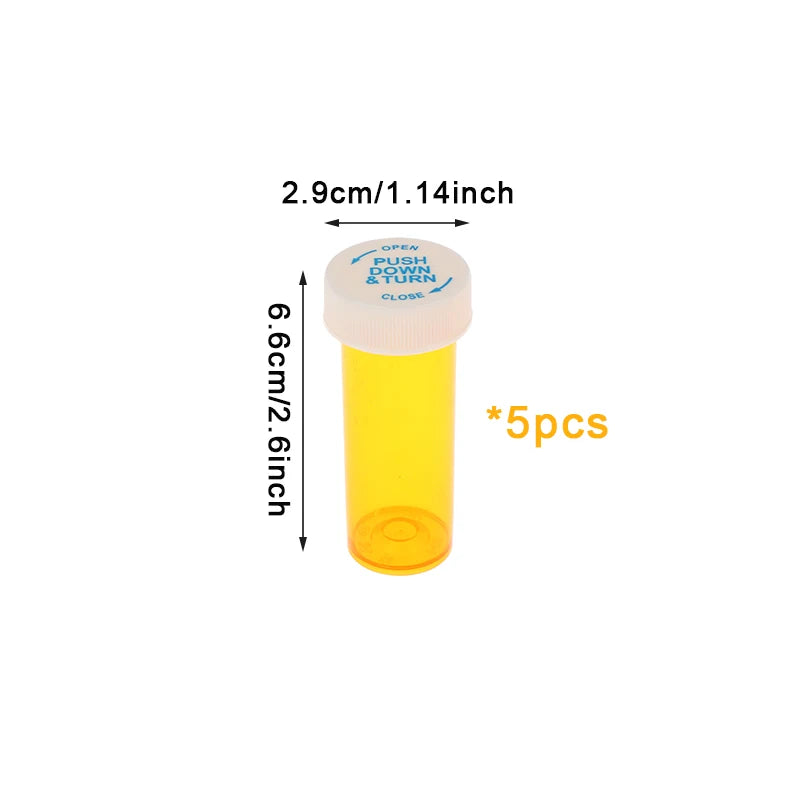 5Pcs Plastic Medicine Pill Bottles With Child Resistant Caps Medicine Containers Travel Pill Vials - 6/8/13/16/20/30/40/60 Dram Peaceful Pleasures Health and Wellness A1