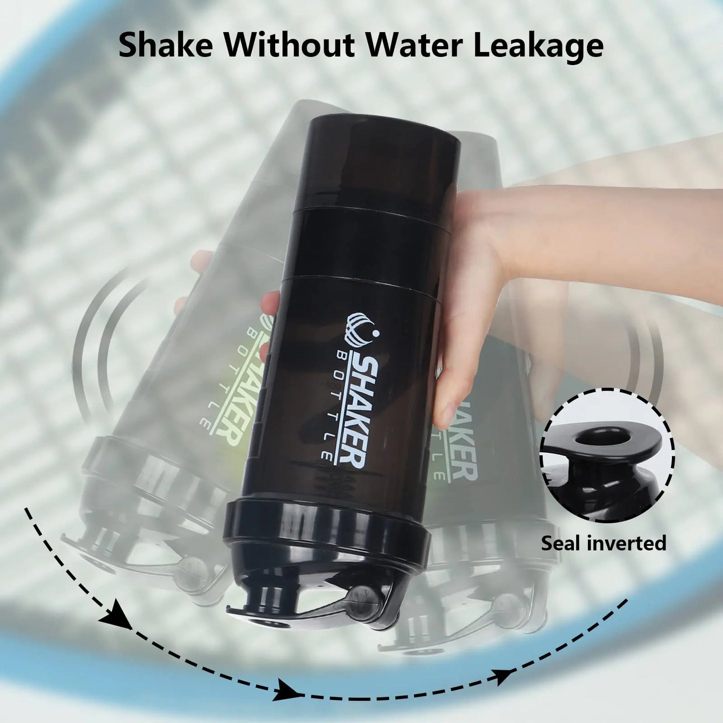 3-Layer Protein Shaker Bottle 600ml – Powder & Pill Storage