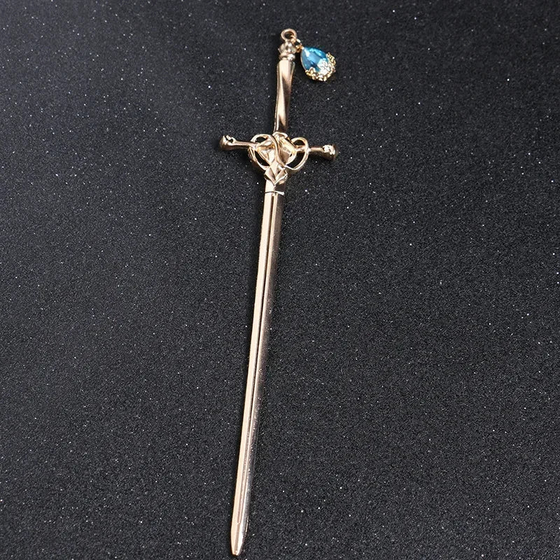 Vintage Sword Hair Stick – Metal Hairpin for Women