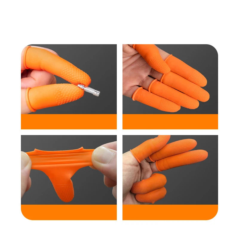 Orange Rubber Finger Covers with Dotted Patterns Anti-slip Durable and Thickened Latex Protection Peaceful Pleasures Health and Wellness