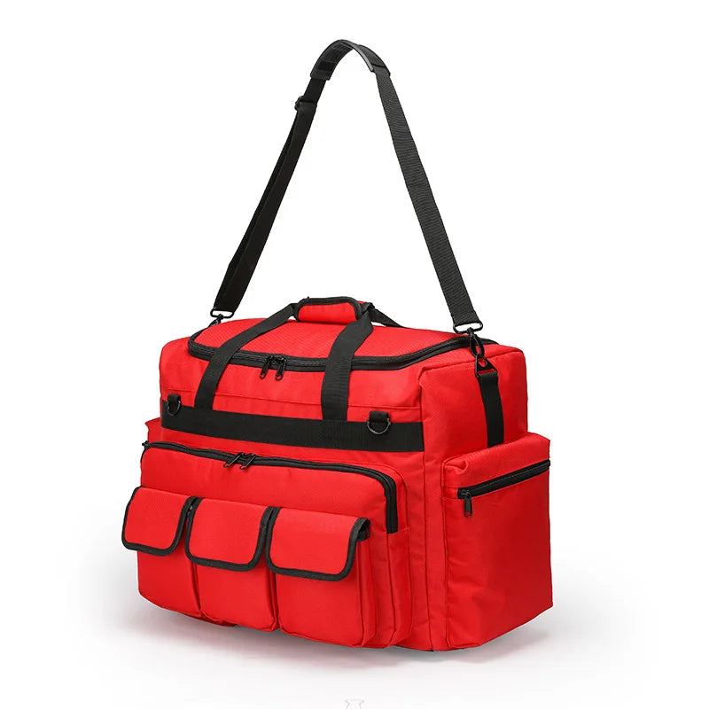 First Aid Medical Bag Outdoor Emergency Rescue Large Capacity Bag Empty Waterproof Reflective Oxford Multi-pocket Travel Bags Peaceful Pleasures Health and Wellness Red
