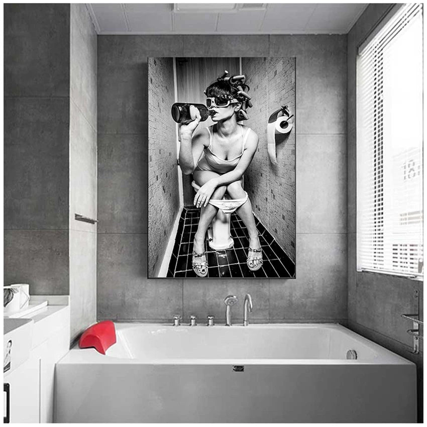 Black & White Woman Canvas Wall Art | Bar & Home Décor Print Canvas Wall Art Peaceful Pleasures Health and Wellness